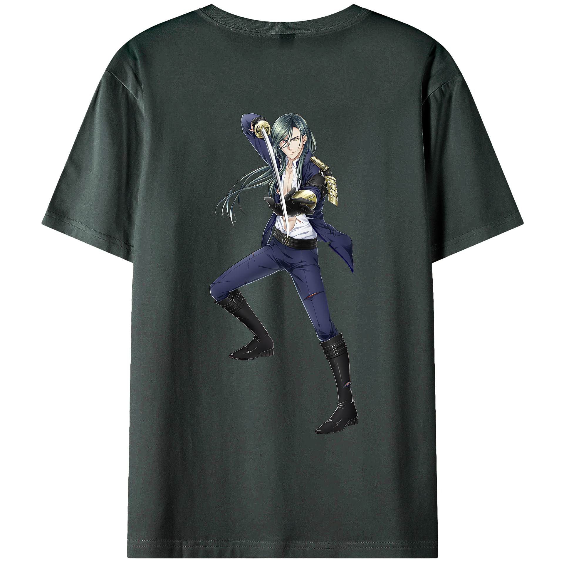 （画像用） 刀剣乱舞 Touken Ranbu 綿100％ メンズ半袖Tシャツ（バックプリント） 通気性